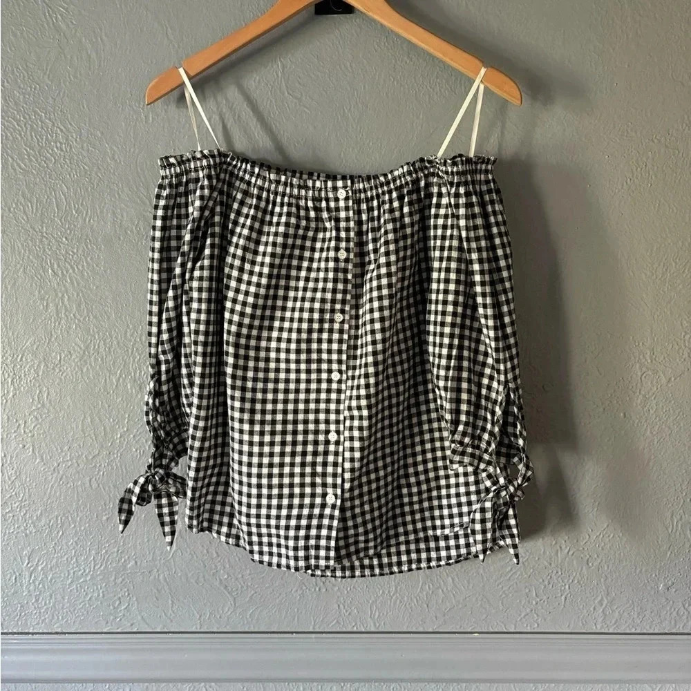Anthropologie Caution to the Wind Gingham Off Shoulder Top | M